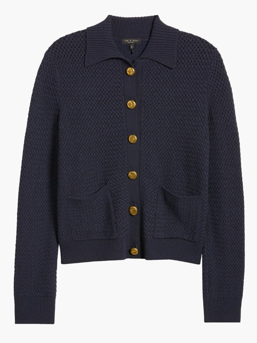 rag & bone Jax Cardigan Merino Wool Blend Navy Blue Button Front Medium Luxury - Picture 1 of 11